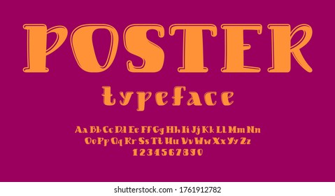 Colored rounded font, alphabet in the urban style, uppercase and lowercase Latin letters from A to Z and Arab numbers from 0 to 9, vector illustration 10EPS