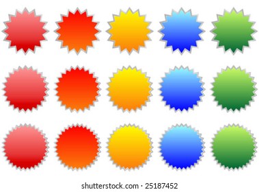 colored round-star sticker icons