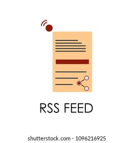 colored rss feed illustration. Element of marketing and business flat for mobile concept and web apps. Isolated rss feed flat can be used for web and mobile on white background