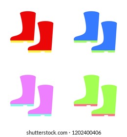 Colored rubber boots vector set. Vector illustration. EPS 10.