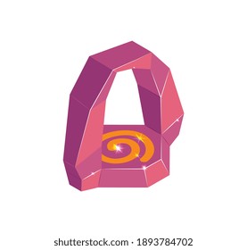 Colored rune stone for game interface on white background 3d isometric vector illustration
