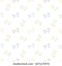 Colored running horses seamless pattern. Vector illustration