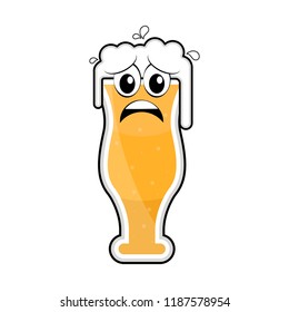 Colored sad beer glass icon