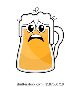Colored sad beer mug icon