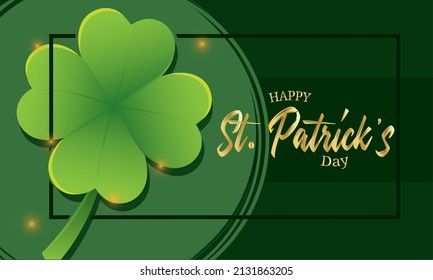 Colored saint patrick day poster shiny clover and text Vector illustration
