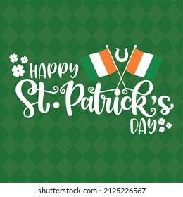 Colored saint patrick day template with pair of Irish flags Vector