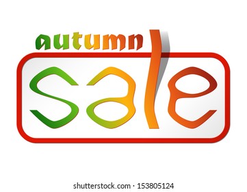 colored sale card, colored text autumn sale on the white background