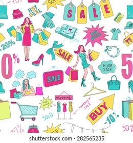Colored Sale seamless pattern background, excellent vector illustration, EPS 10