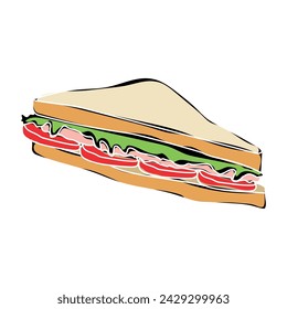 Colored sandwich retro sketch Vector illustration