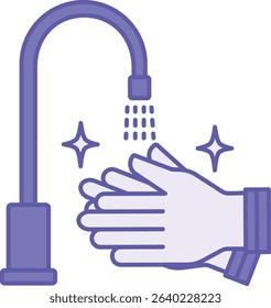 Colored Sanitation Icon. Vector Illustration. Man Washing Hands Under Tap. Disinfection, Cleanliness. Hygiene Concept