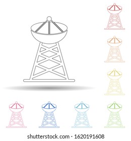 Colored satellite dish in multi color style icon. Simple thin line, outline vector of web icons for ui and ux, website or mobile application