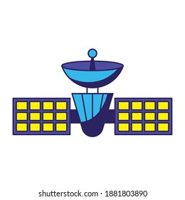 colored satellite with two panels on a white background vector illustration design