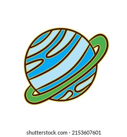 Colored saturn on the space galaxy with transparent or white background. Graphics vector doodle illustrations