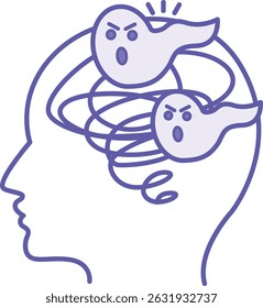 Colored Schizophrenia Icon. Vector Illustration. Mental Illness, Hallucinations, Psychosis, Speech Impairment. Mental Health Concept