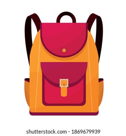 Mochila de colegio de colores. Educación, equipaje de mochila, mochila. Mochila de bolsos escolares para niños con equipo educativo. 