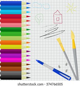 colored school equipment and children's picture