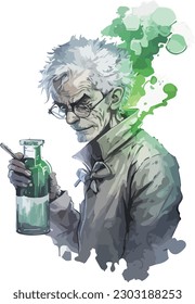 Colored Scientist Vector, Print, Illustration