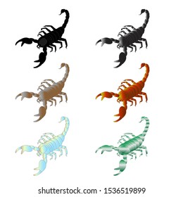  colored  scorpion Graphical  isolated on white background  vector illustration 