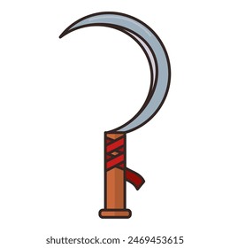 Guadaña de colores icono de arma medieval Ilustración vectorial