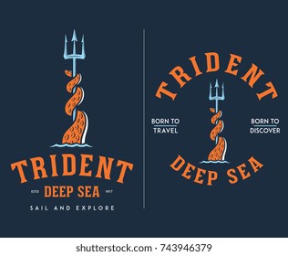 Colored sea adventure and discover logo and badge for any use