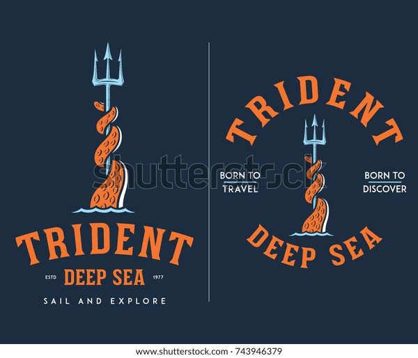 Colored Sea Adventure Discover Logo Badge Stock Vector Royalty Free