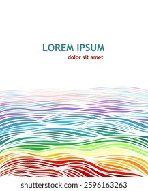 colored sea background. hand drawn. Not AI, Vector illustration.