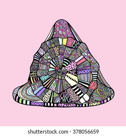Colored sea shell isolated in zentangle style