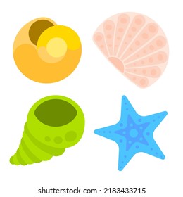 Colored sea shells icon set