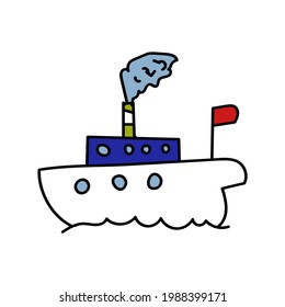 Colored sea ship using doodle art