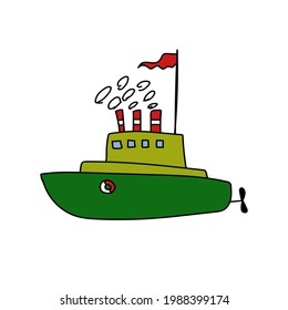 Colored sea ship using doodle art