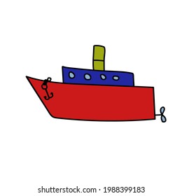 Buque marino de colores con arte de doodle