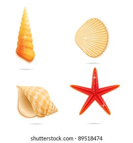 colored sea symbols set