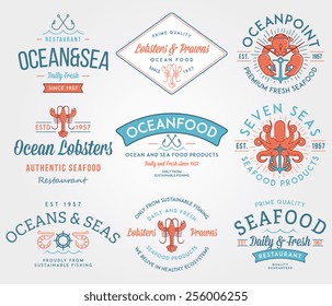 Colored seafood labels and badges vol. 3 for any use