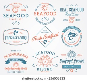 Colored seafood labels and badges vol. 2 for any use
