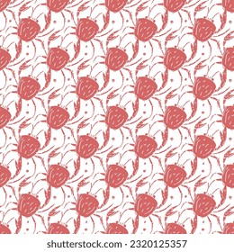 Colored seafood pattern. Drawn seafood background