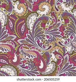 Colored seamless background. Paisley pattern