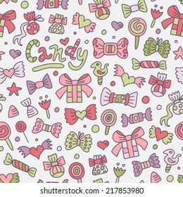 Colored seamless candy pattern for your design. Vector illustration