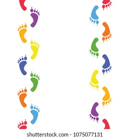 Colored seamless cheerful footprint with claws for typography T-shirt and apparel graphics, poster, print, postcard