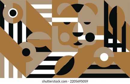 Colored seamless geometric pattern coffee cup design, abstract  background, vector shape illustration.  Poster, banner, sticker, print for t-shirt.