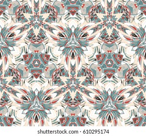 Colored seamless pattern, background, abstract shapes on white, design element.