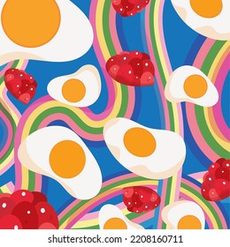 Colored seamless pattern background with egg shaped candies Vector