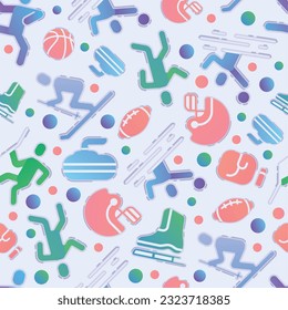 Colored seamless pattern background with sport icons Vector illustration