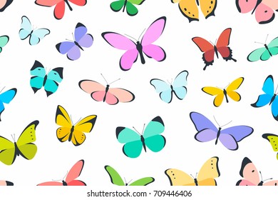 Colored seamless pattern butterfly