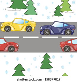 colored seamless pattern cars 