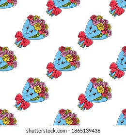 Colored seamless pattern. Cartoon style. Hand drawn. Vector illustration isolated on white background.