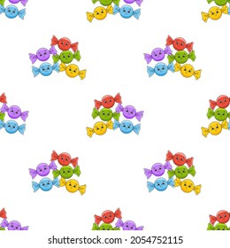 Colored seamless pattern. Cartoon style. Hand drawn. Vector illustration isolated on white background. For walpaper, poster, banner.