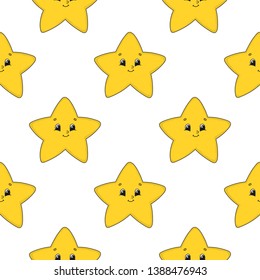Colored seamless pattern with cute cartoon character. Simple flat vector illustration isolated on white background. Design wallpaper, fabric, wrapping paper, covers, websites.
