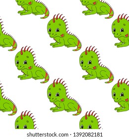 Colored seamless pattern with cute cartoon character. Simple flat vector illustration isolated on white background. Design wallpaper, fabric, wrapping paper, covers, websites.