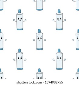 Colored seamless pattern with cute cartoon character. Simple flat vector illustration isolated on white background. Design wallpaper, fabric, wrapping paper, covers, websites.