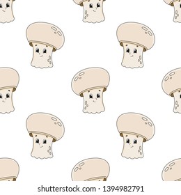 Colored seamless pattern with cute cartoon character. Simple flat vector illustration isolated on white background. Design wallpaper, fabric, wrapping paper, covers, websites.